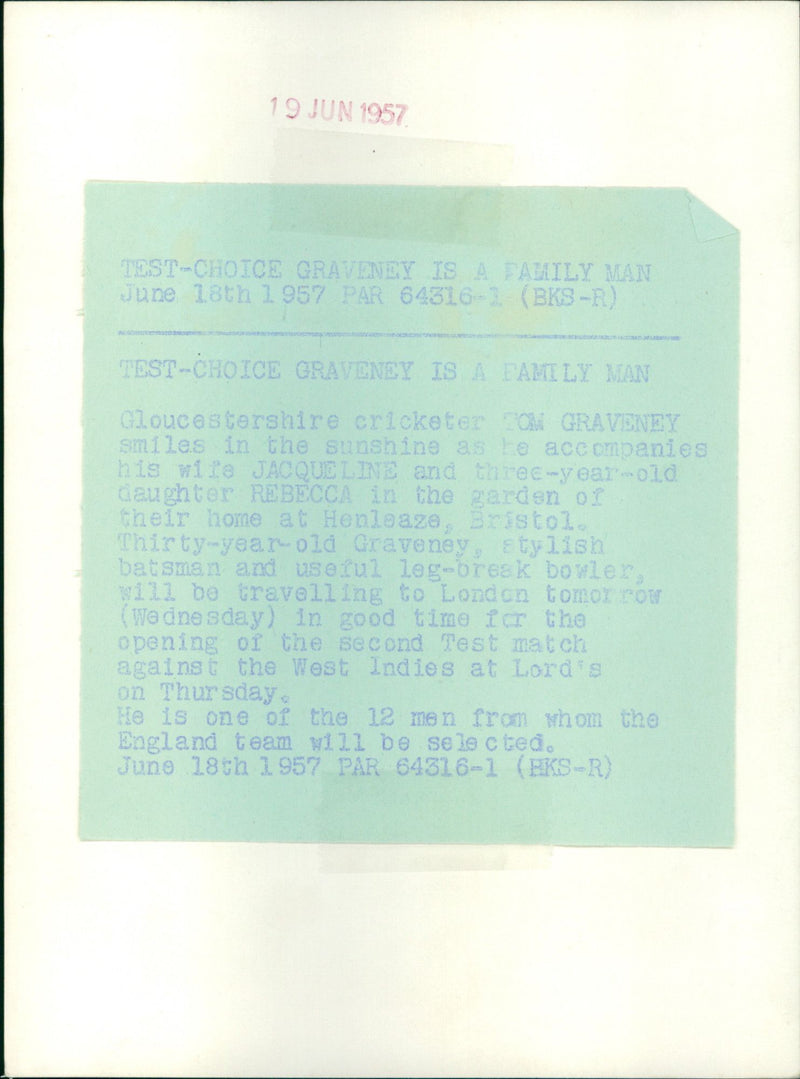 Tom Graveney - Vintage Photograph