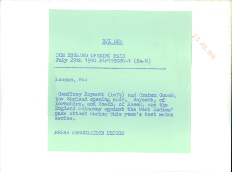 Geoffrey Boycott and Graham Gooch - Vintage Photograph