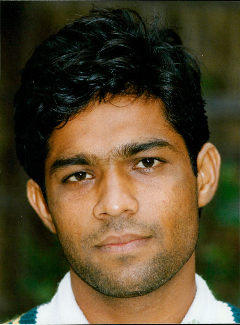 Pakistani cricketer Zahid Fazal poses for a photograph. - Vintage Photograph