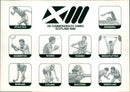 Pictograms for the ten sports featured in the 1986 Commonwealth Games in Scotland. - Vintage Photograph