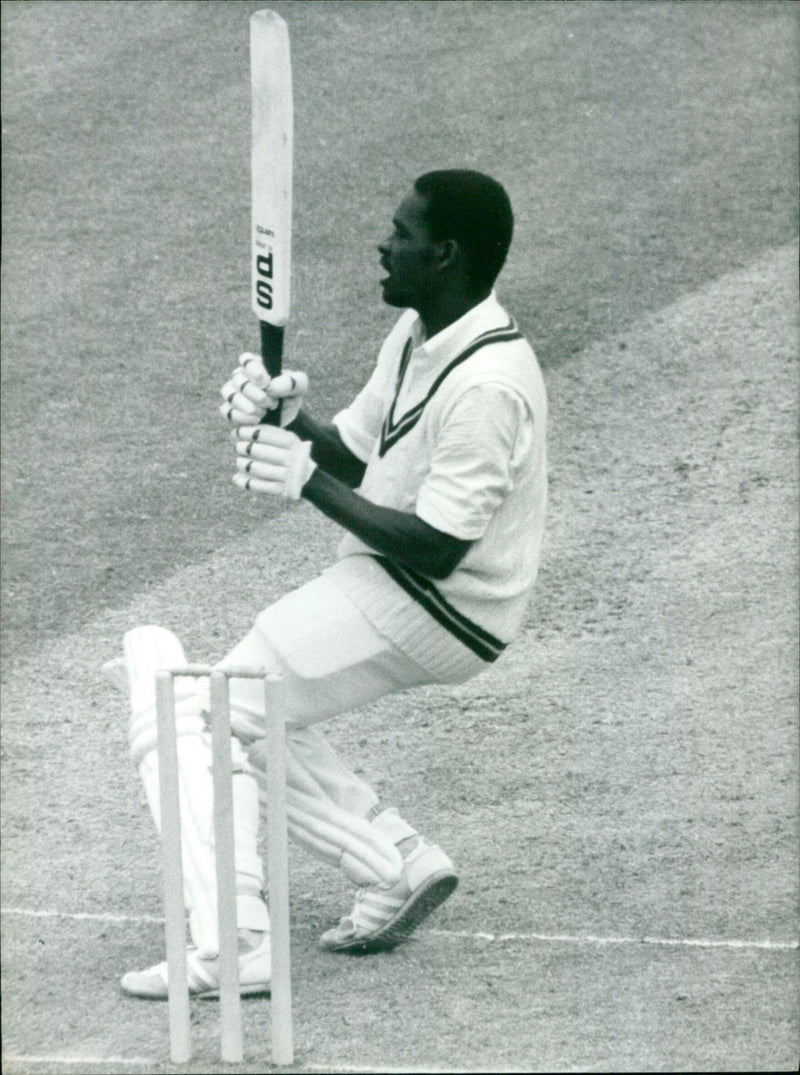 Collis King, a West Indian cricket tour member, plays for a club side in North Wales. - Vintage Photograph