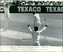Australia's Geoff Lawson celebrates the dismissal of England's David Gower in the first Texaco Trophy one-day international at Old Trafford, Manchester, on May 30, 1985. - Vintage Photograph