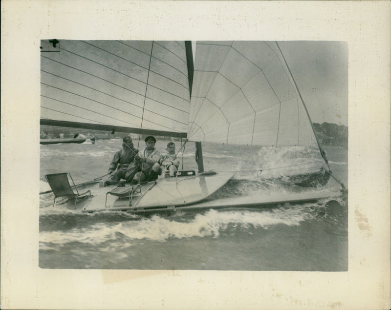 Prince Philip, Duke of Edinburgh sails a catamaran - Vintage Photograph