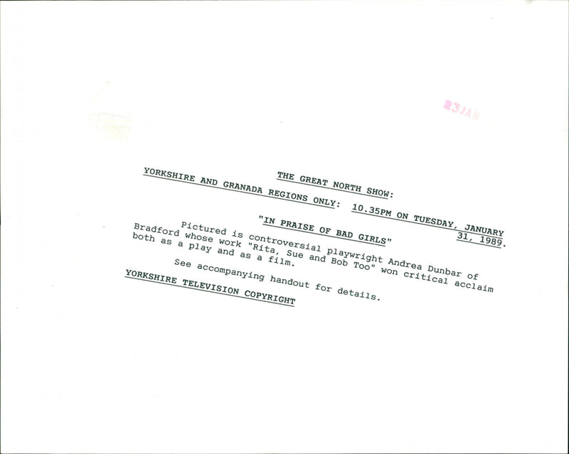 Andrea Dunbar - Vintage Photograph