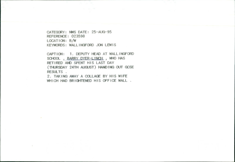 Barry Dyer-Lynch - Vintage Photograph