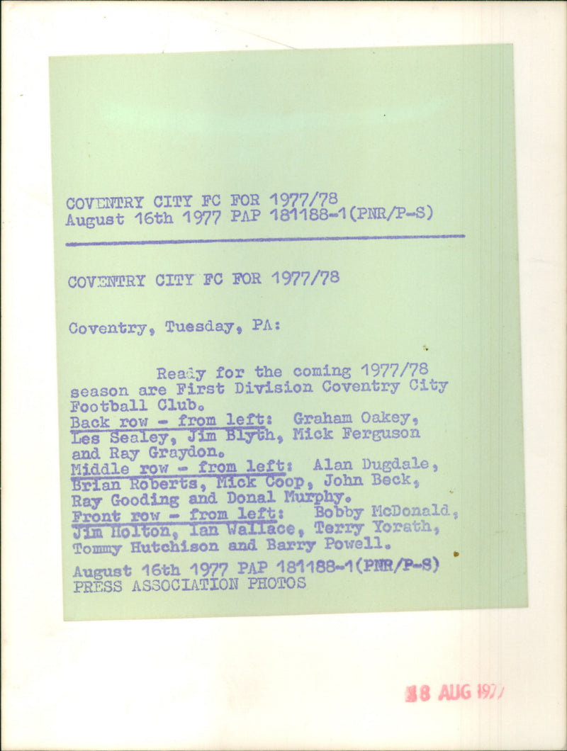 Coventry FC team - Vintage Photograph