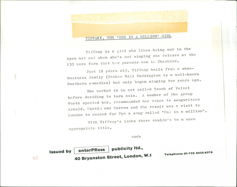 Singer Tiffany - Vintage Photograph