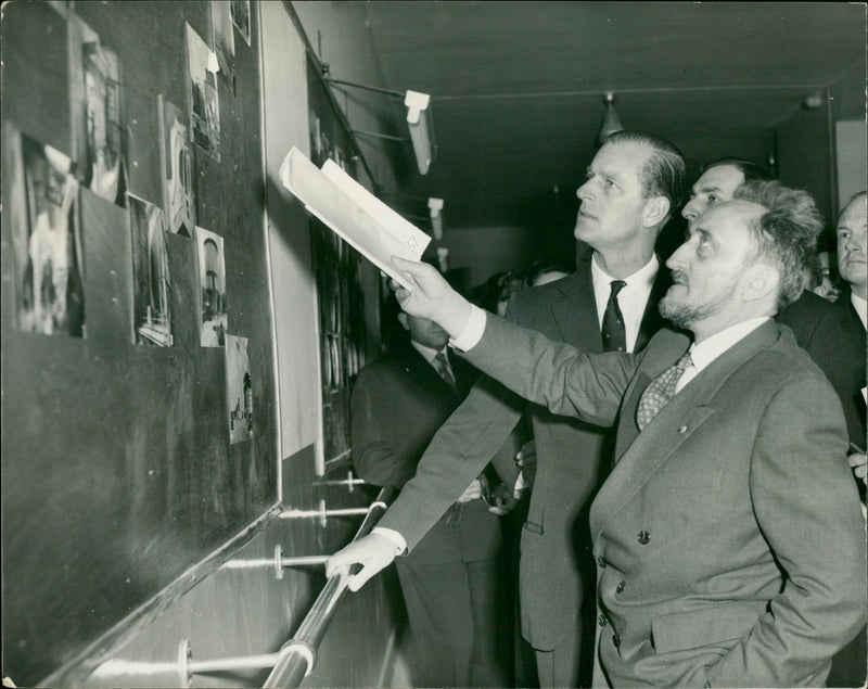 The Duke of edinburgh and M. Francis perrin, the french chief of atomic energy - Vintage Photograph