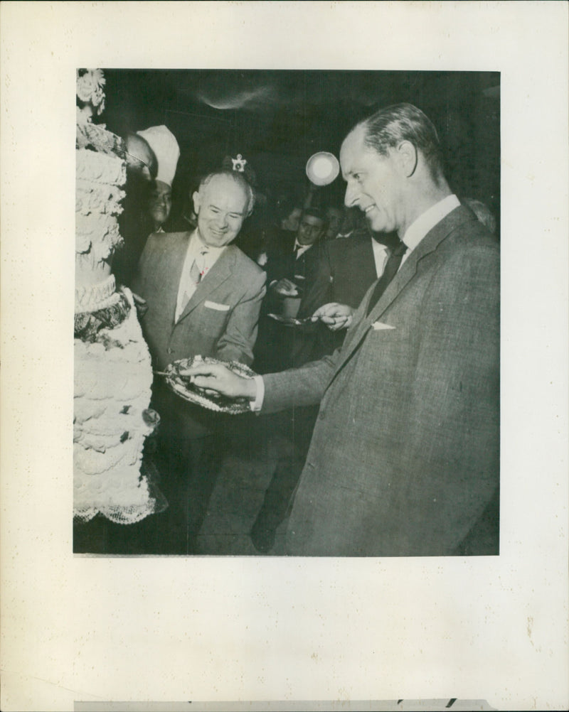 Prince Philip, duke of Edinburgh birthday cake as part of the opening ceremonies - Vintage Photograph