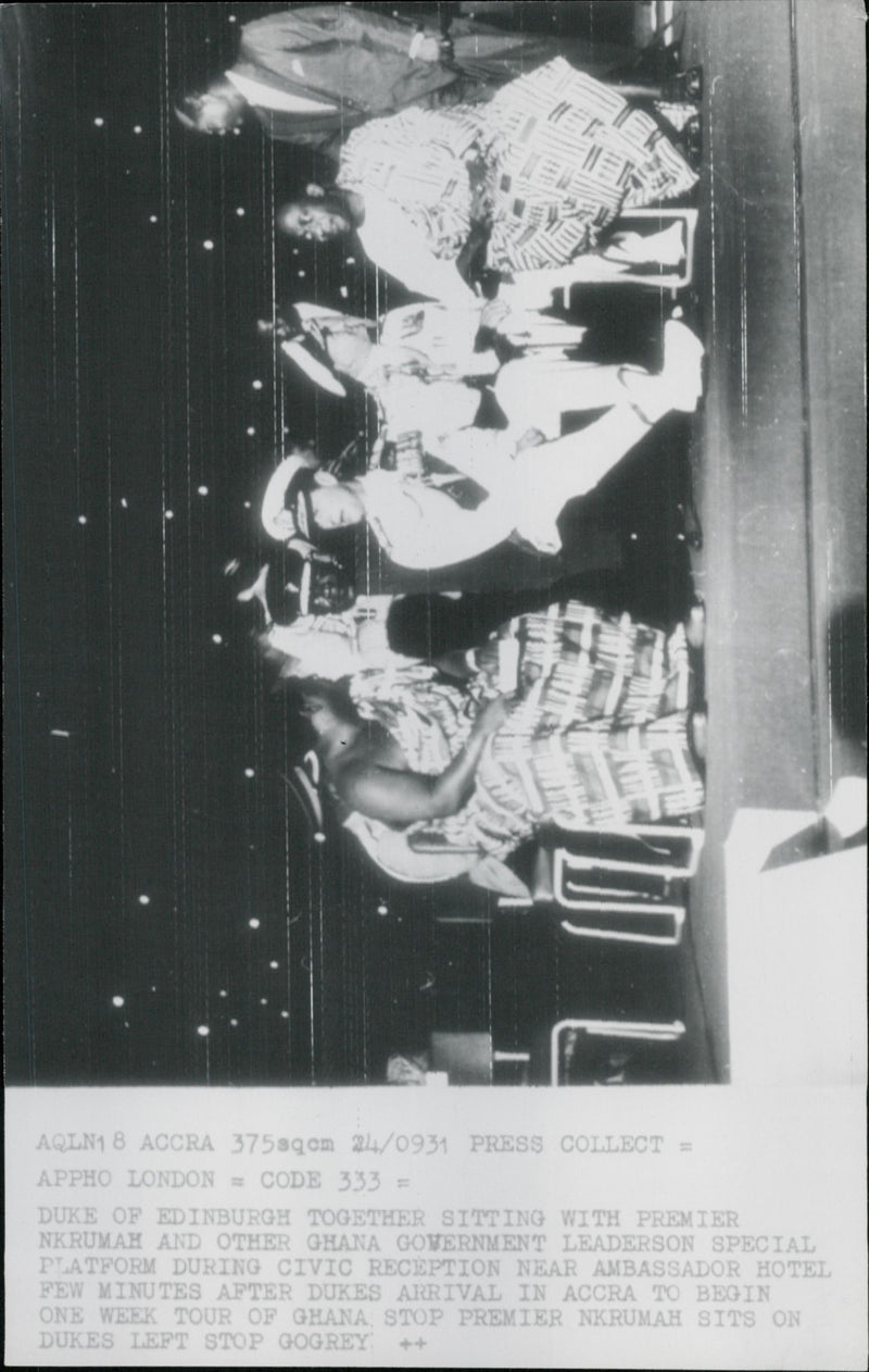 Duke of Edinburgh sitting with Nkrumah and ghana government leaders - Vintage Photograph