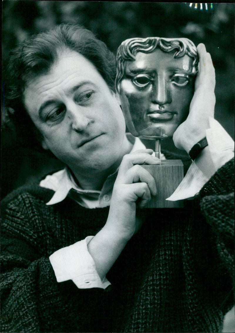 Geoff Dunbar at the BAFTA Awards, winning Best Animated Film in 1984. - Vintage Photograph