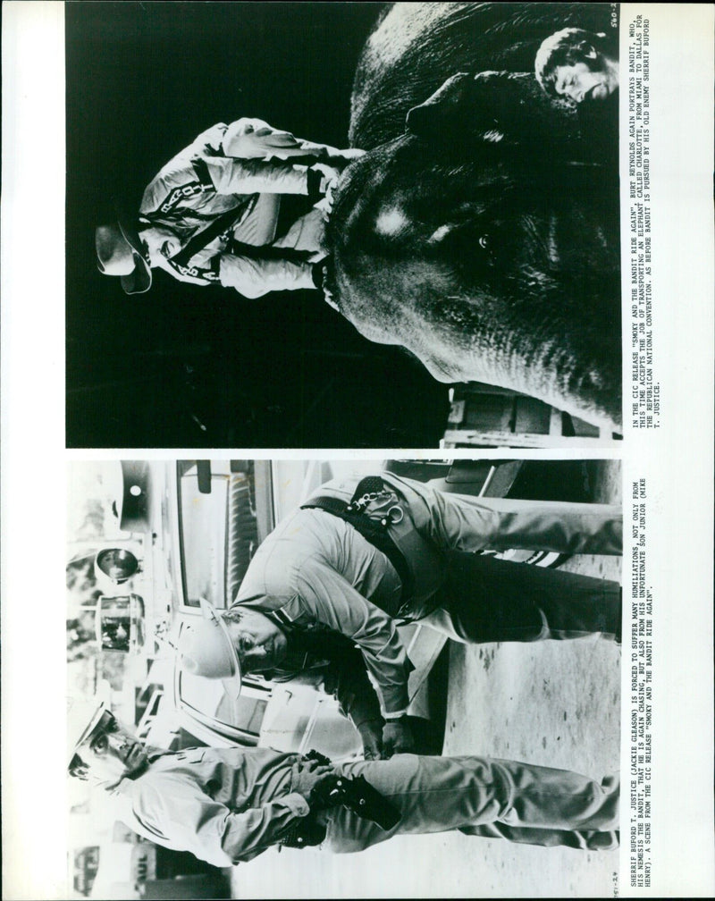 Jackie Gleason and Mike Henry in a scene from the 1981 comedy film "Smoky and the Bandit Ride Again". - Vintage Photograph