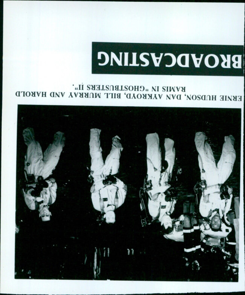 Ernie Hudson, Dan Aykroyd, Bill Murray, and Harold Ramis filming "Ghostbusters II" - Vintage Photograph