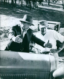 A still from the 1970 film "The Moonshine War" on location in Petuck, M. Prades. - Vintage Photograph