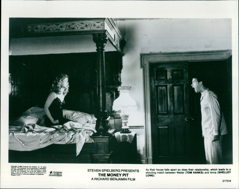 Tom Hanks and Shelley Long in a heated argument in the 1986 film "The Money Pit". - Vintage Photograph