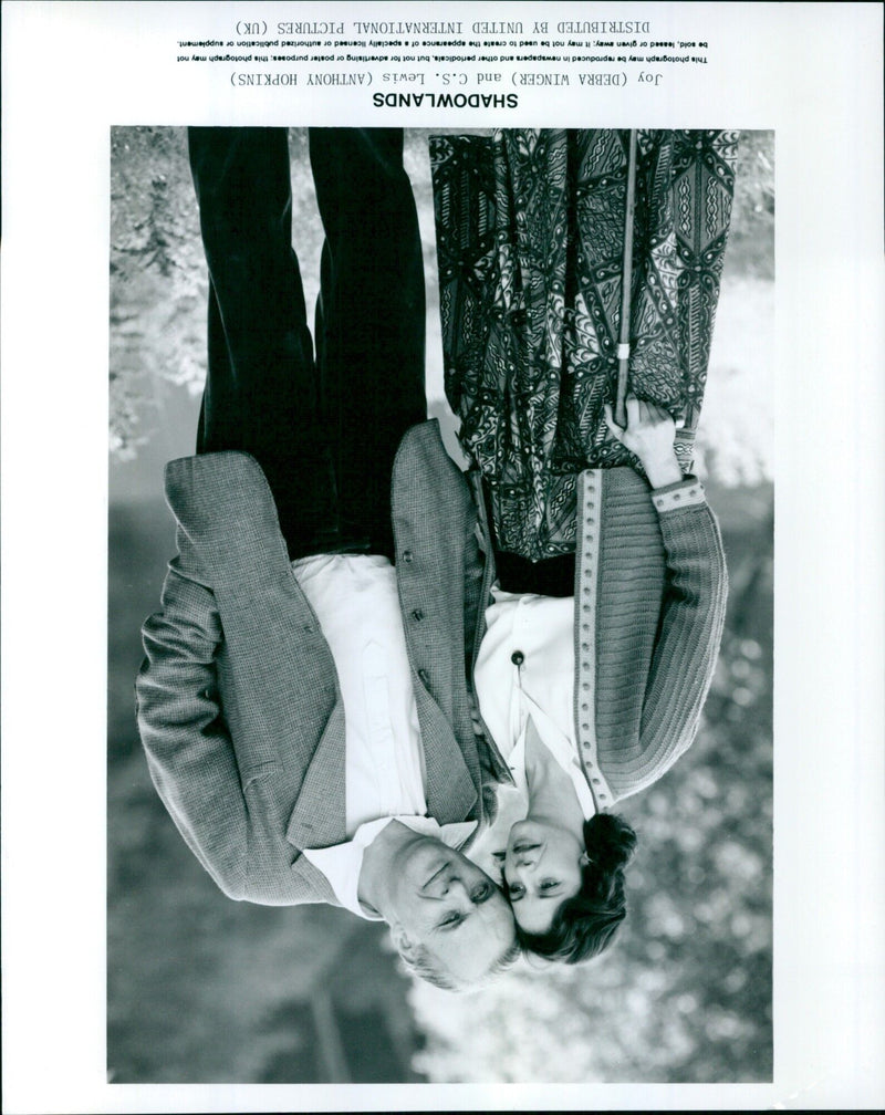 Shadowlands stars Debra Winger and Anthony Hopkins in a scene from the 1993 film. - Vintage Photograph