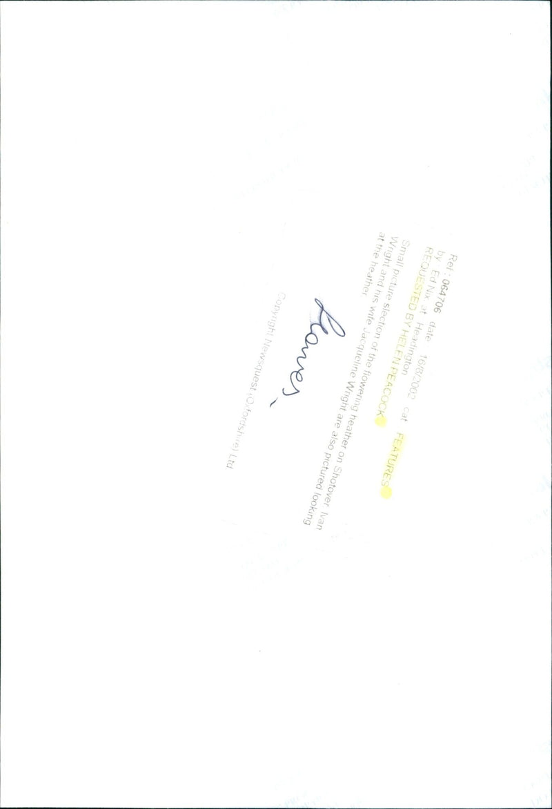 Ivan and Jacqueline Wright admire the flowering heather on Shotover. - Vintage Photograph