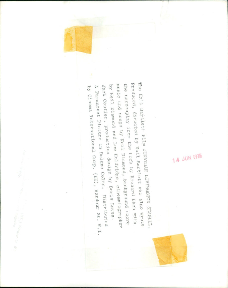 Hall Bartlett's film adaptation of Richard Bach's novel Jonathan Livingston Seagull is released. - Vintage Photograph