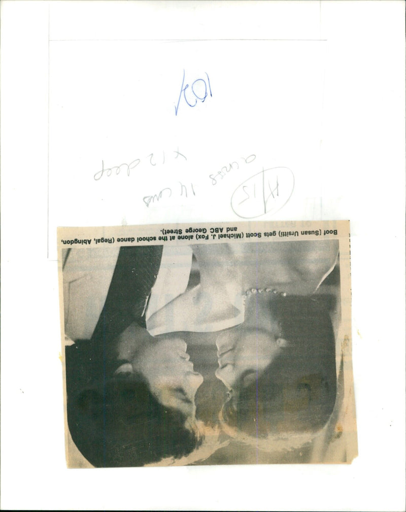 Michael J. Fox and Susan Ursitti in a scene from the 1985 film, "Teenwolf". - Vintage Photograph