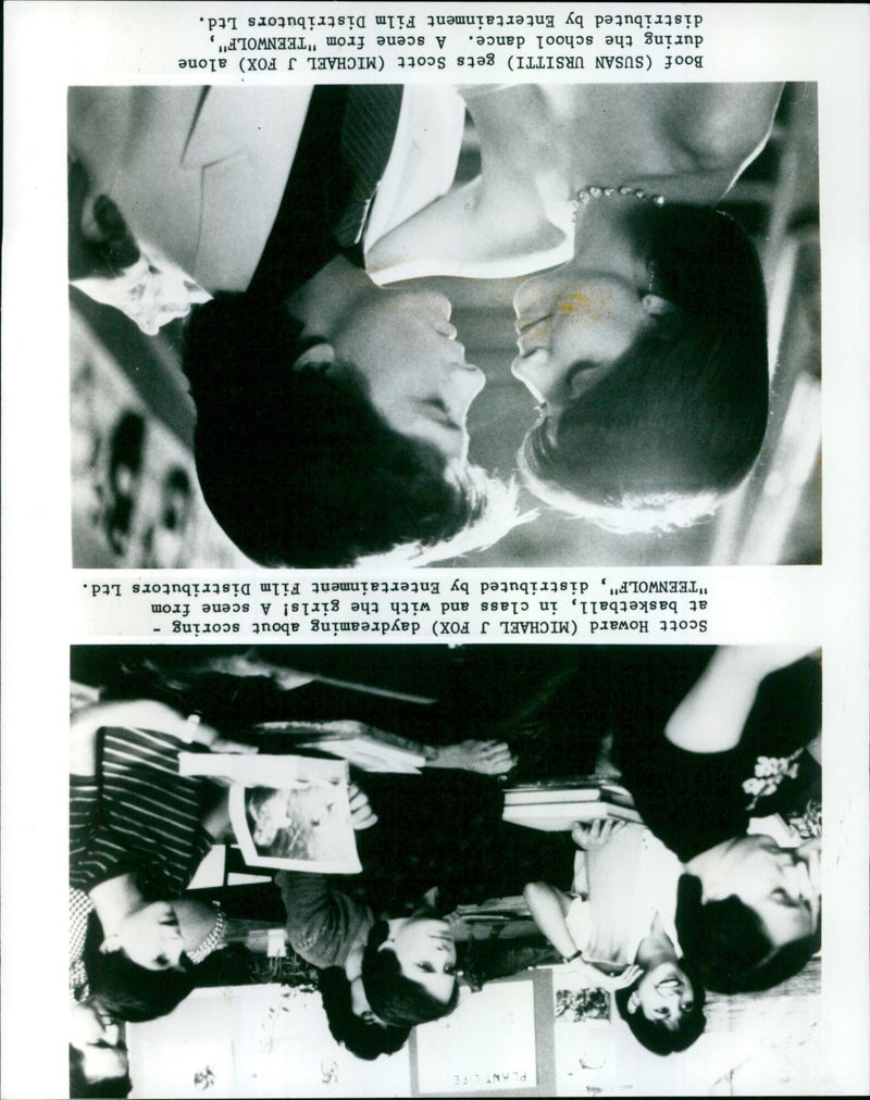 Michael J. Fox and Susan Ursitti in a scene from the 1985 film, "Teenwolf". - Vintage Photograph