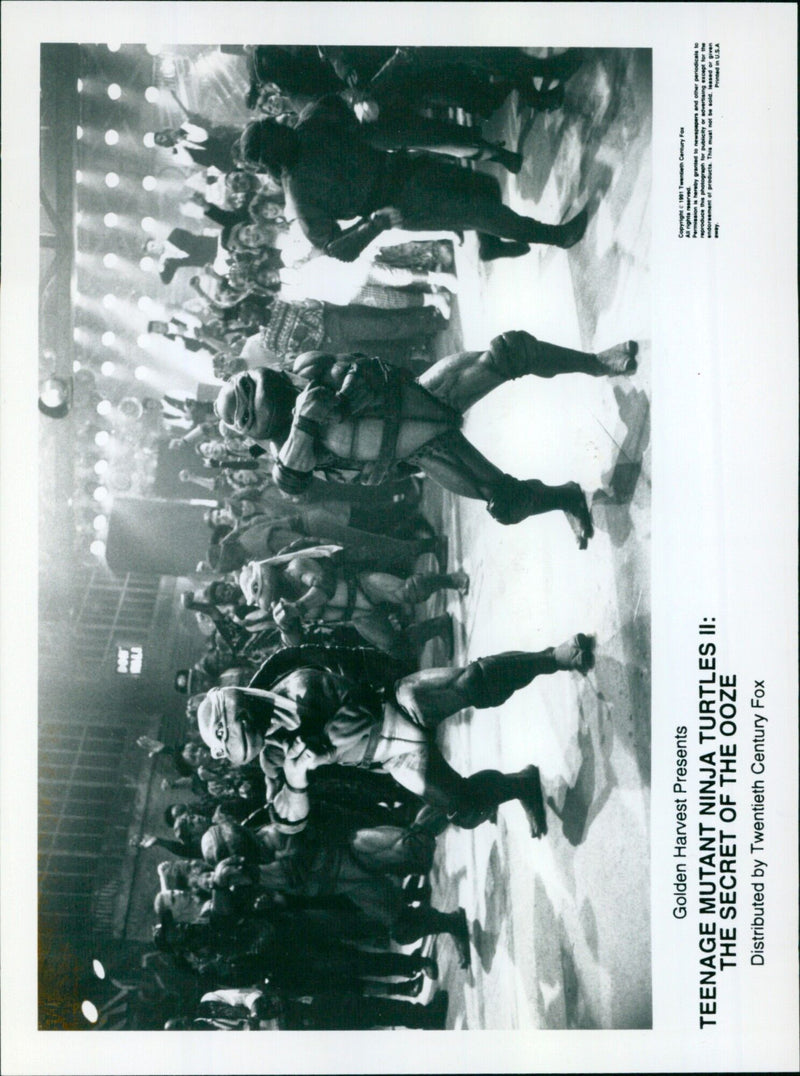 A promotional image from the 1991 film "Teenage Mutant Ninja Turtles II: The Secret of the Ooze." - Vintage Photograph