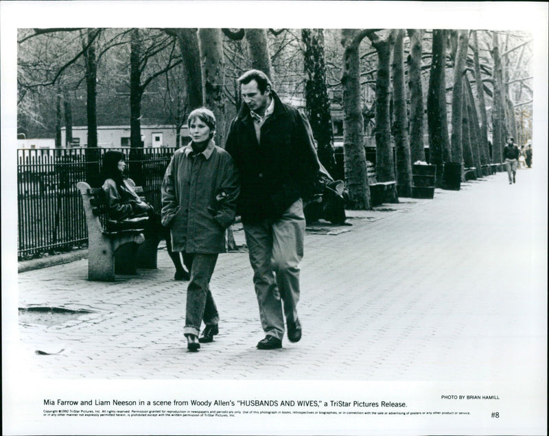 Actors Mia Farrow and Liam Neeson in a scene from the movie "Husbands and Wives" - Vintage Photograph