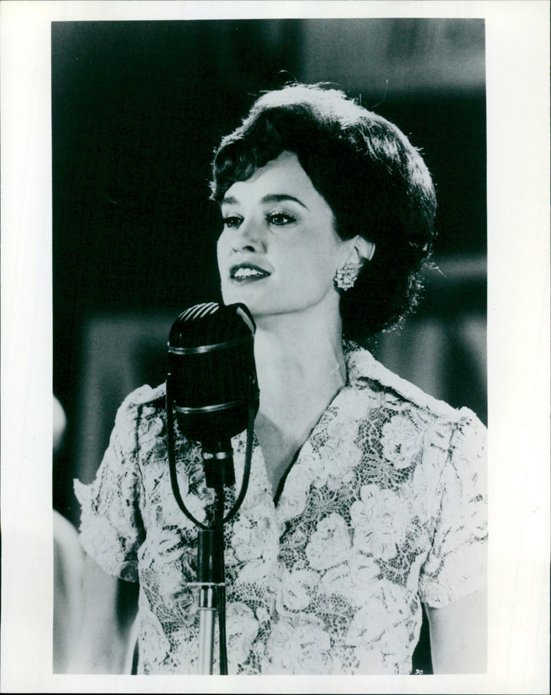 Actress Jessica Lange in costume as Patsy Cline for the film "Sweet Dreams." - Vintage Photograph