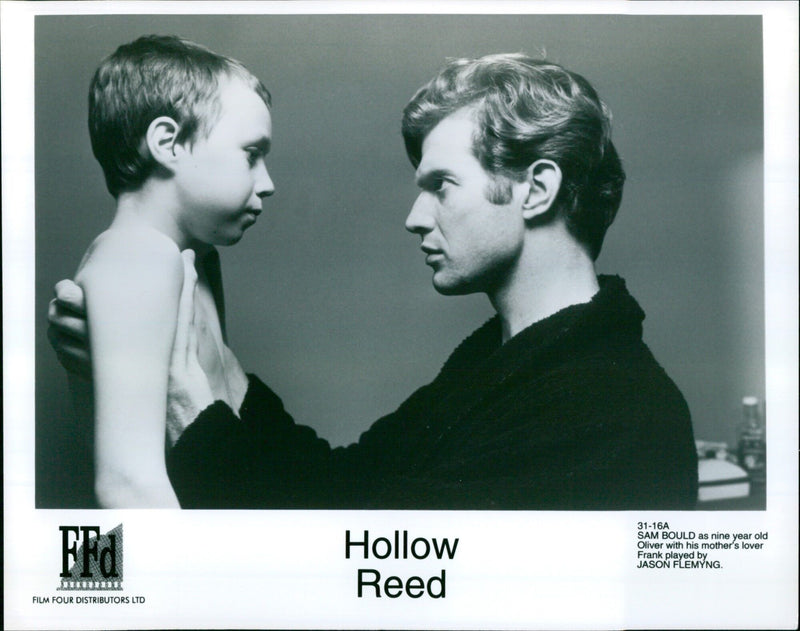 Sam Bould playing the role of nine-year-old Oliver in the film Hollow Reed, with his mother's lover Frank, played by Jason Flemyng. - Vintage Photograph