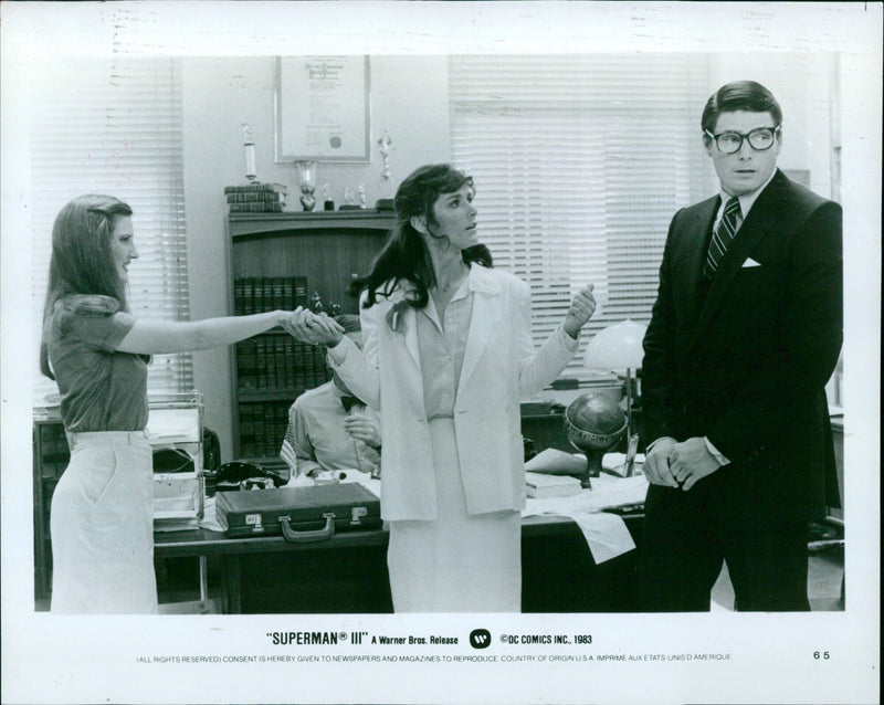 Christopher Reeve as Superman in a scene from the 1983 film "Superman II" - Vintage Photograph