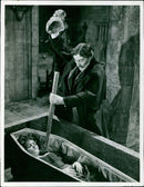 Christopher Lee and Linda Hayden star in the 1970 Hammer horror film, "Taste the Blood of Dracula". - Vintage Photograph