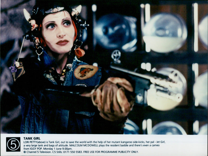 Actress Lori Petty as Tank Girl in the 1995 film "Tank Girl". - Vintage Photograph
