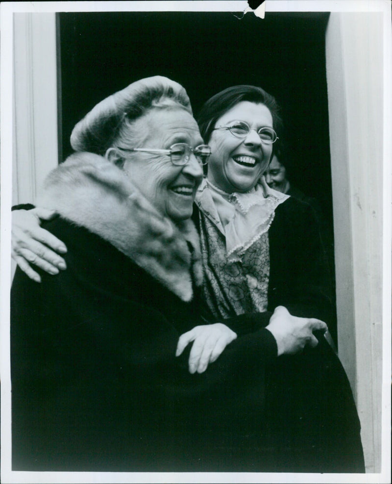 Cast members of the film "The Hiding Place" pose together at a press event. - Vintage Photograph