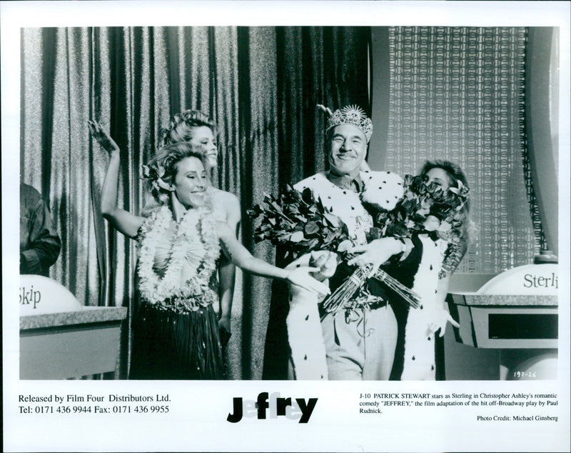 Patrick Stewart stars in the film adaptation of the play "Jeffrey" by Paul Rudnick. - Vintage Photograph