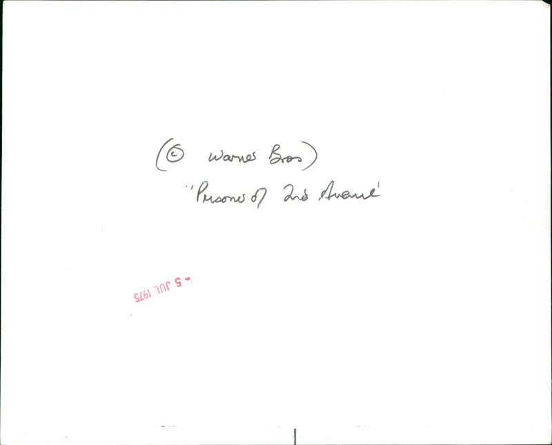 The Prisoner of Second Avenue - Vintage Photograph