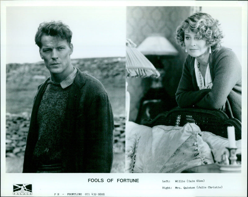 Actors Iain Glen and Julie Christie filming a scene for the TV series "Fools of Fortune" in London. - Vintage Photograph