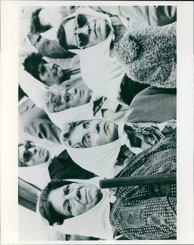 Five students from S86LAON-L film OFFICAC Son participating in a filmmaking class. - Vintage Photograph