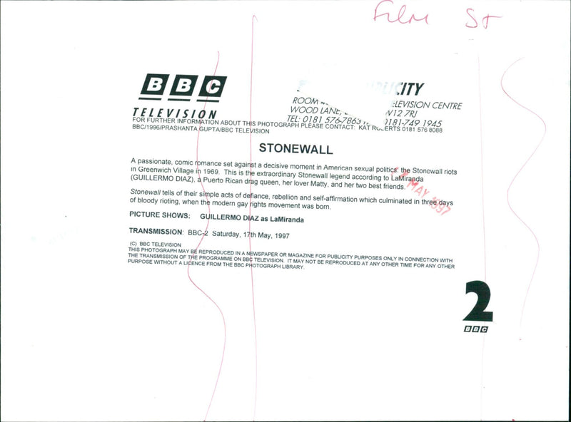 Guillermo Diaz as La Miranda in the 1996 film "Stonewall." - Vintage Photograph