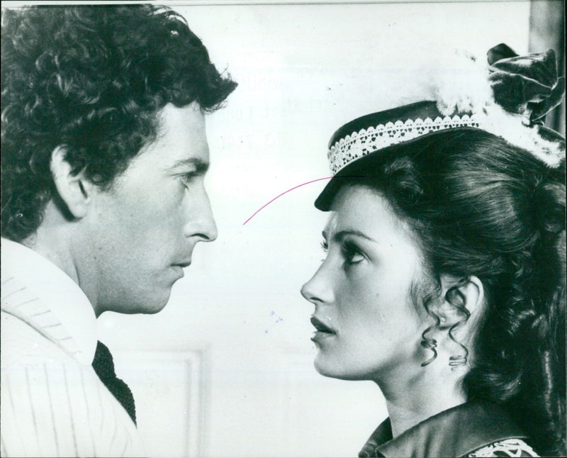 Robert Powell and Jane Seymour film a scene from the remake of The Four Feathers. - Vintage Photograph