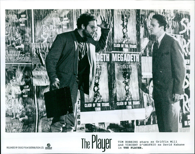 Vincent D'Onofrio and Tim Robbins star in the film 'The Player' at the Guild Theatre. - Vintage Photograph