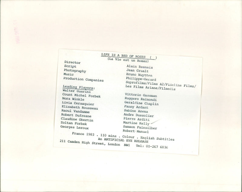 Cast and crew of the French comedy-drama film, "Life Is A Bed of Roses," on set in France, 1983. - Vintage Photograph