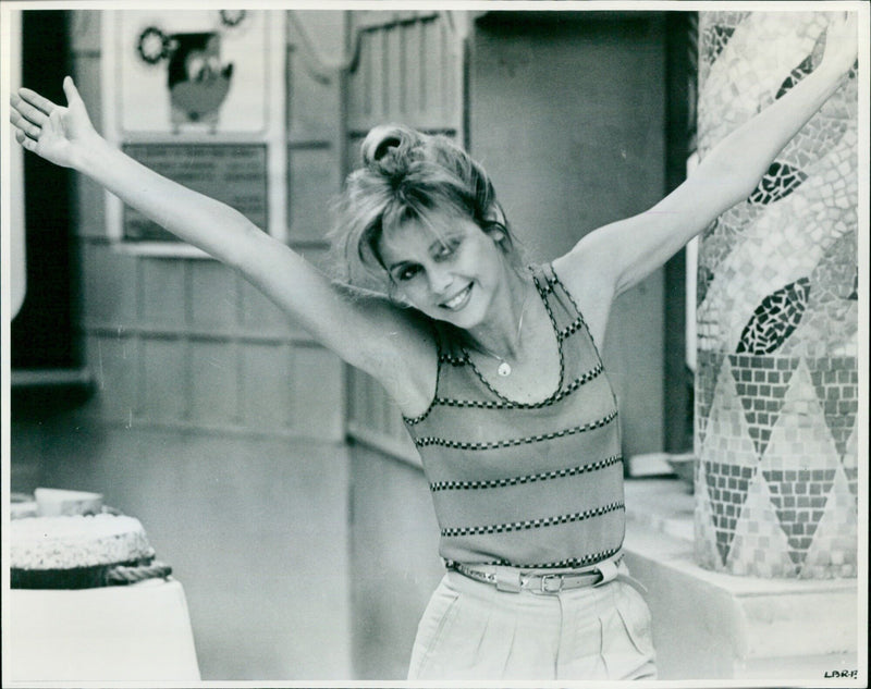 Cast and crew of the French comedy-drama film, "Life Is A Bed of Roses," on set in France, 1983. - Vintage Photograph