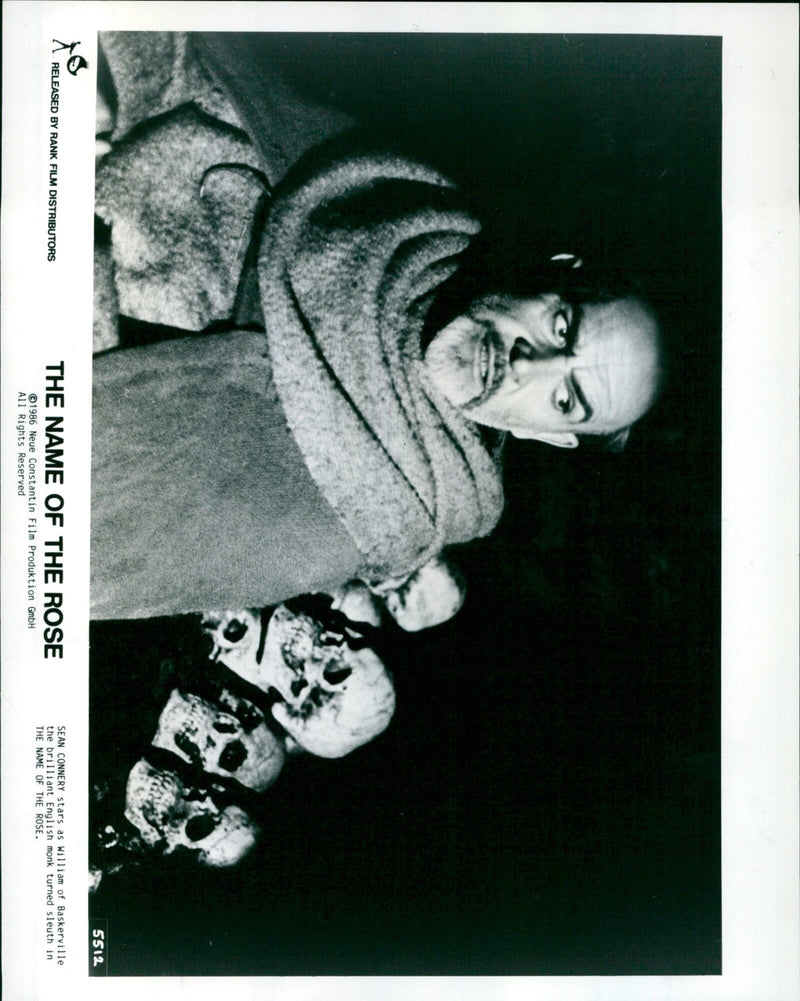 Sean Connery stars as William of Baskerville in the 1986 movie The Name of the Rose. - Vintage Photograph