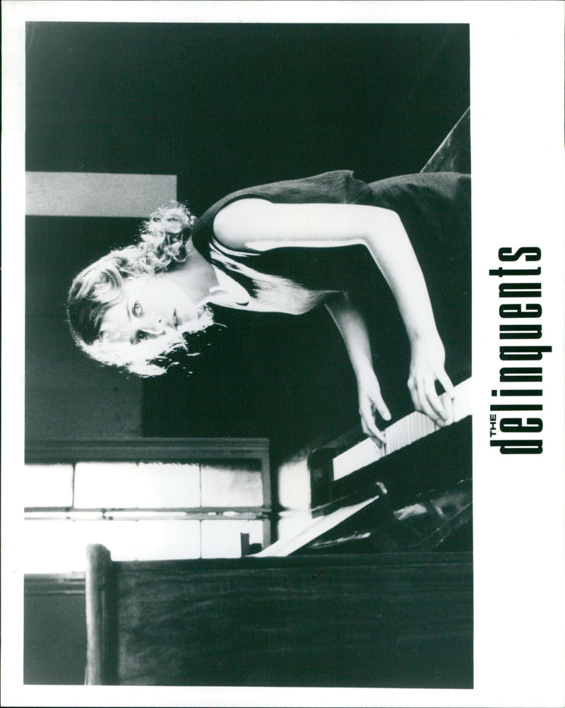 Singer Kylie Minogue on the set of the movie The Delinquents. - Vintage Photograph