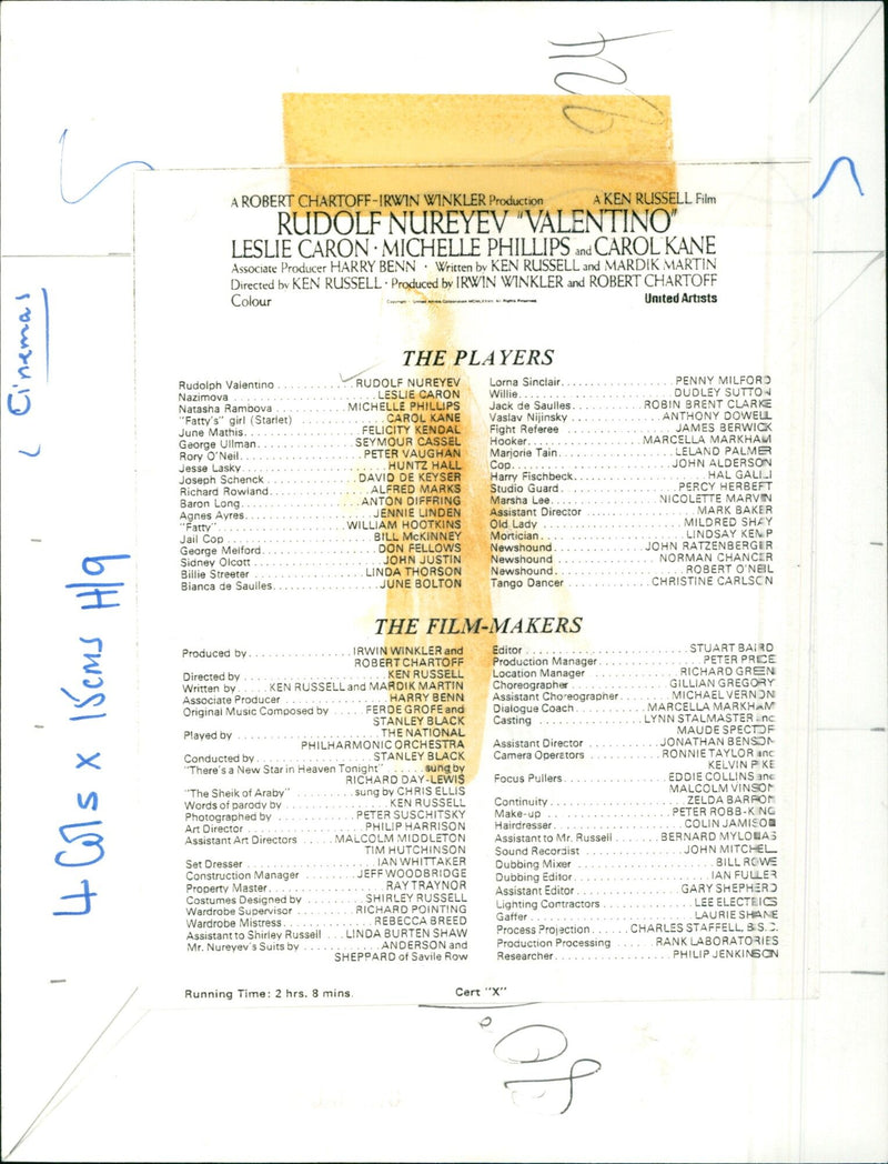 Rudolph Nureyev stars as Rudolph Valentino in the 1982 British-American biographical drama film "Valentino". - Vintage Photograph