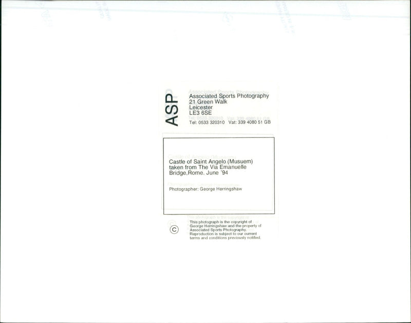 A view of the Castle of Saint Angelo (Museum) taken from the Via Emanuelle Bridge in Rome. - Vintage Photograph