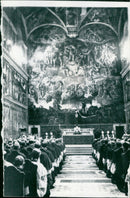 Michelangelo's frescoes in the Sistine Chapel - Vintage Photograph