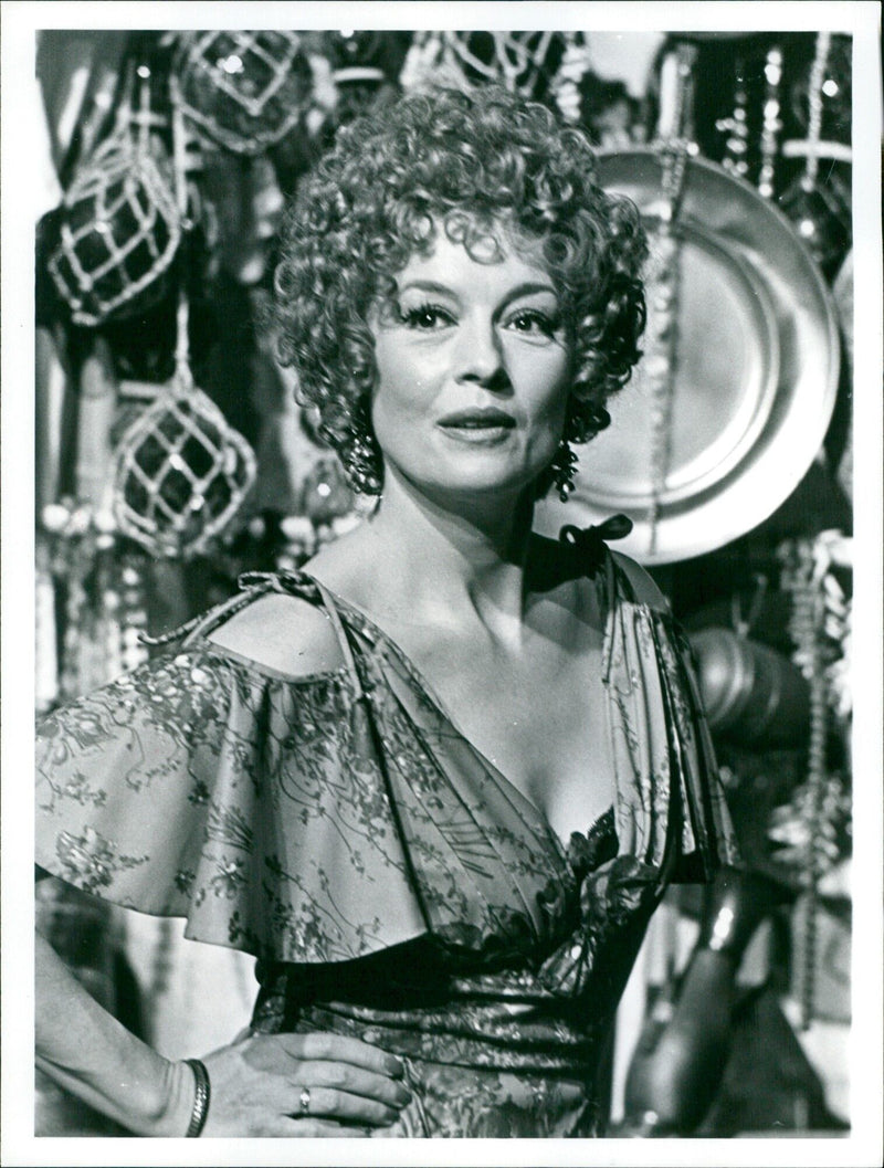 Actor Barbara Shelley stars as the Courtezan in ATV Network's musical version of William Shakespeare's "The Comedy of Errors." - Vintage Photograph