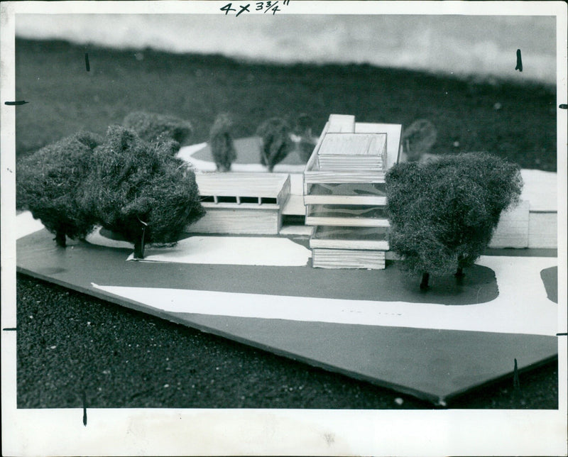 A general view of the Better Community Centre Model Plan from the front in Botley. - Vintage Photograph