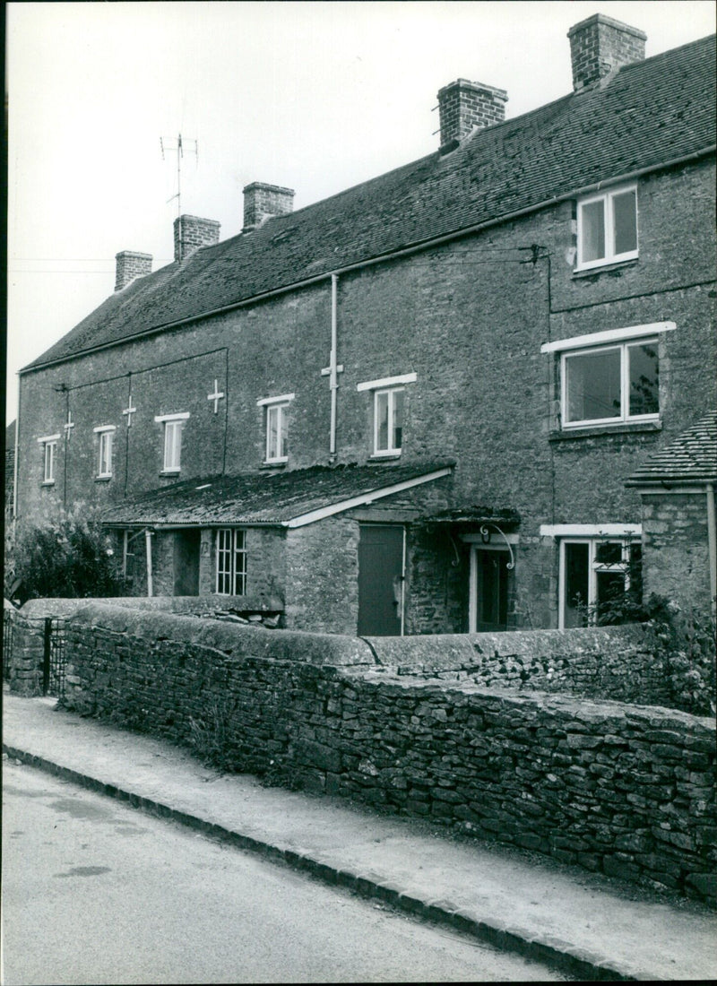 Old houses in a rural landscape. - Vintage Photograph
