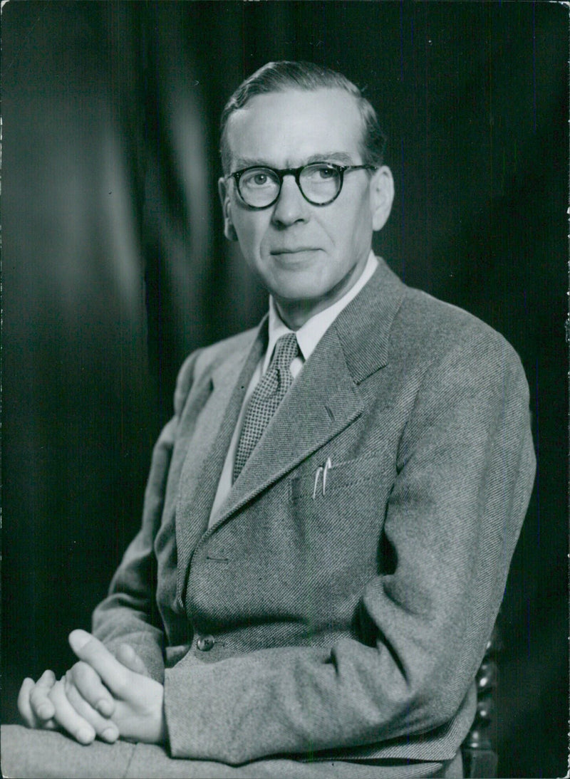 Deputy Chairman of the National Coal Board, Sir Eric Thomas Coates, C.S.I., C.I.E., is photographed in a portrait study by Bassano. - Vintage Photograph